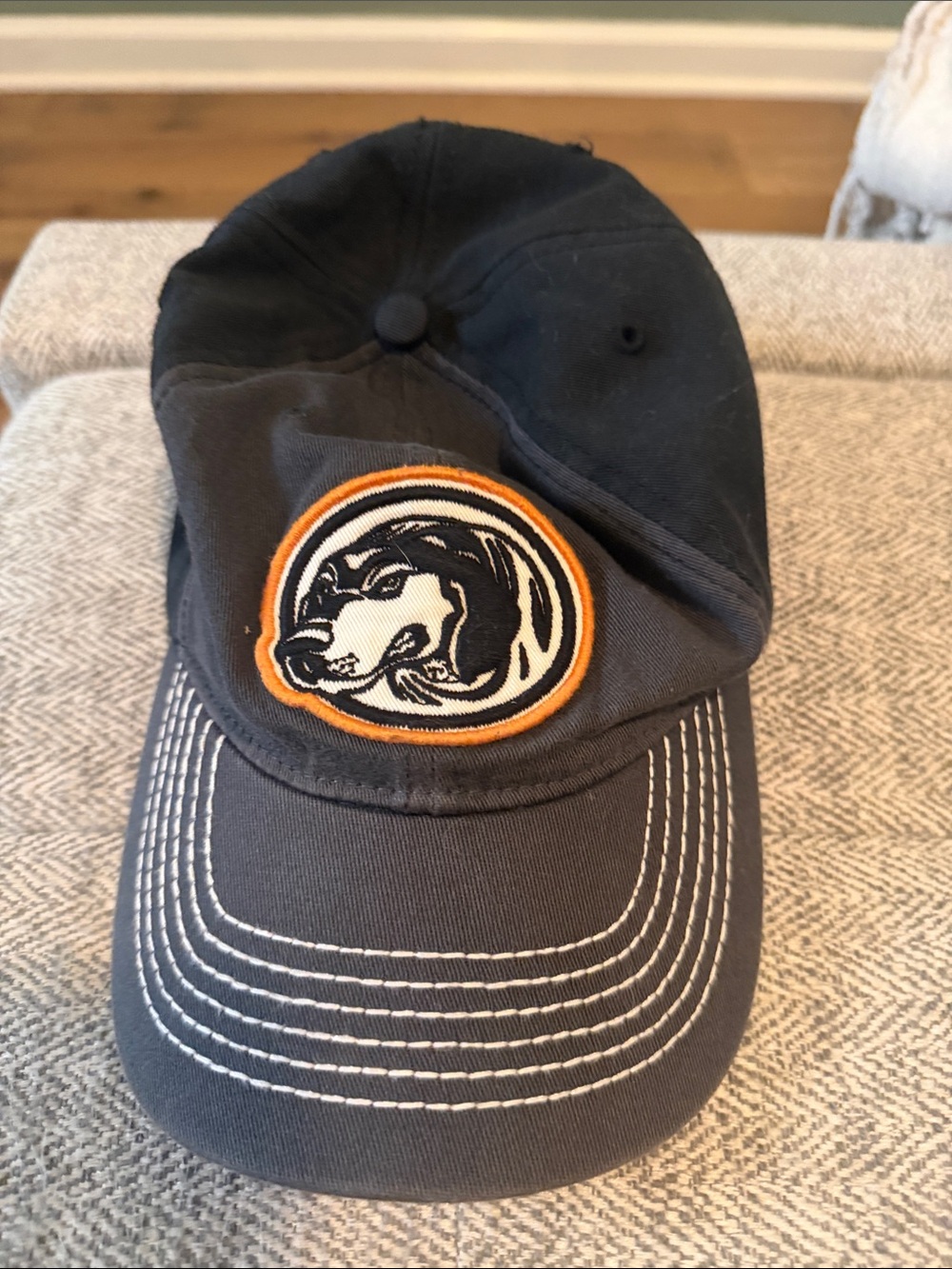 Black Baseball Cap with Husky Patch